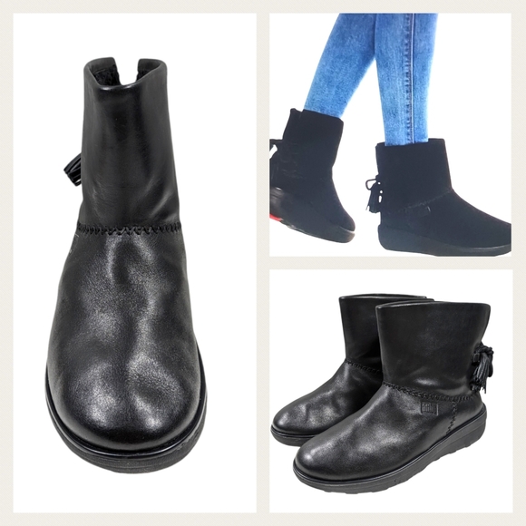 FitFlop Waterproof MUKLUK Leather Tassel Booties EUC $210 Size 6.5  S3119 - Picture 1 of 11